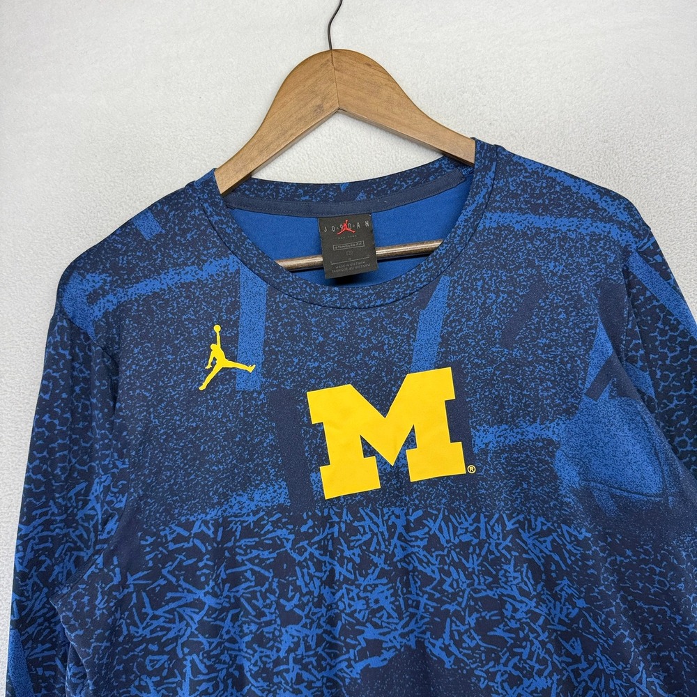 Michigan Wolverines Shirt men's large Blue Nike Jordan basketball All over Print
